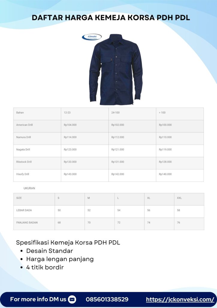 Daftar Harga Korsa PDH PDL